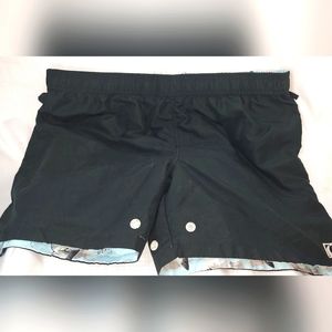 Wave of Life Men's Black,Stripped Bass Lined Board Shorts Waist 40"